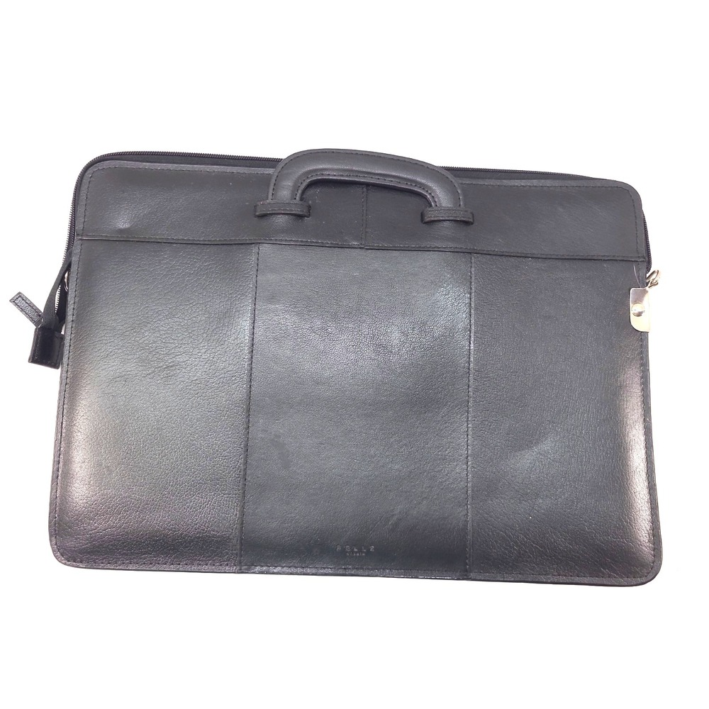 Vtg Wilson's Leather Pelle Studio Portfolio Slim Briefcase in Black Zipper